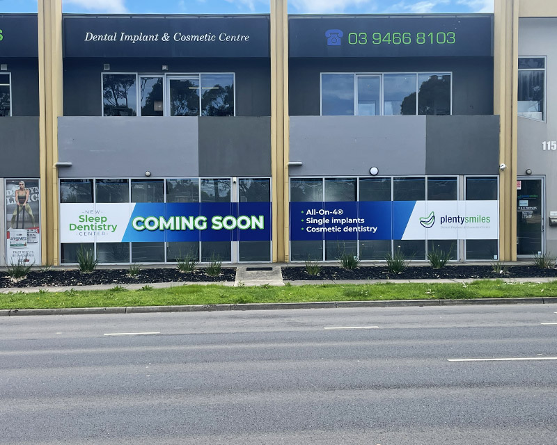 Plenty Smiles Coming Soon Window Film Signage