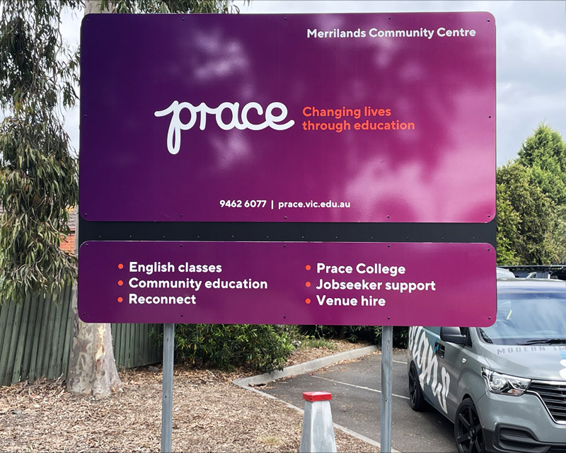 Prace Community Centre Street Signage