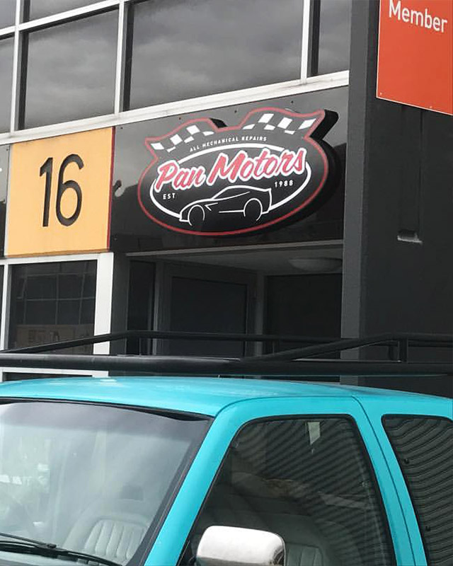 Pan Motors Factory Sign